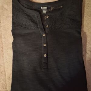 Chaps Black Button-Up Women's Blouse
